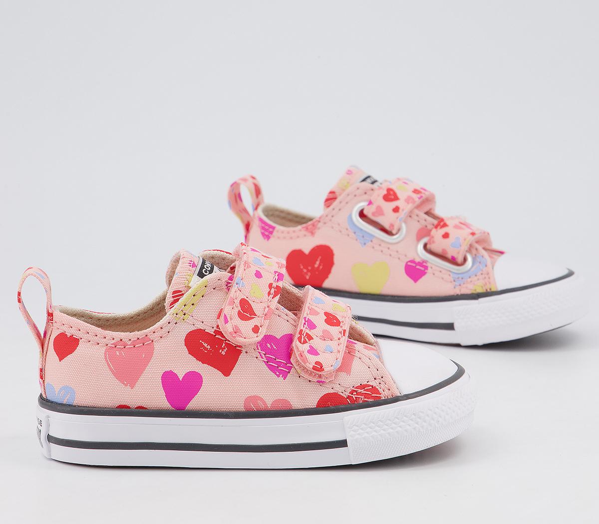 Converse All Star 2vlace Trainers Converse All Star 2vlace Trainers Storm Pink Natural Ivory White Hearts
