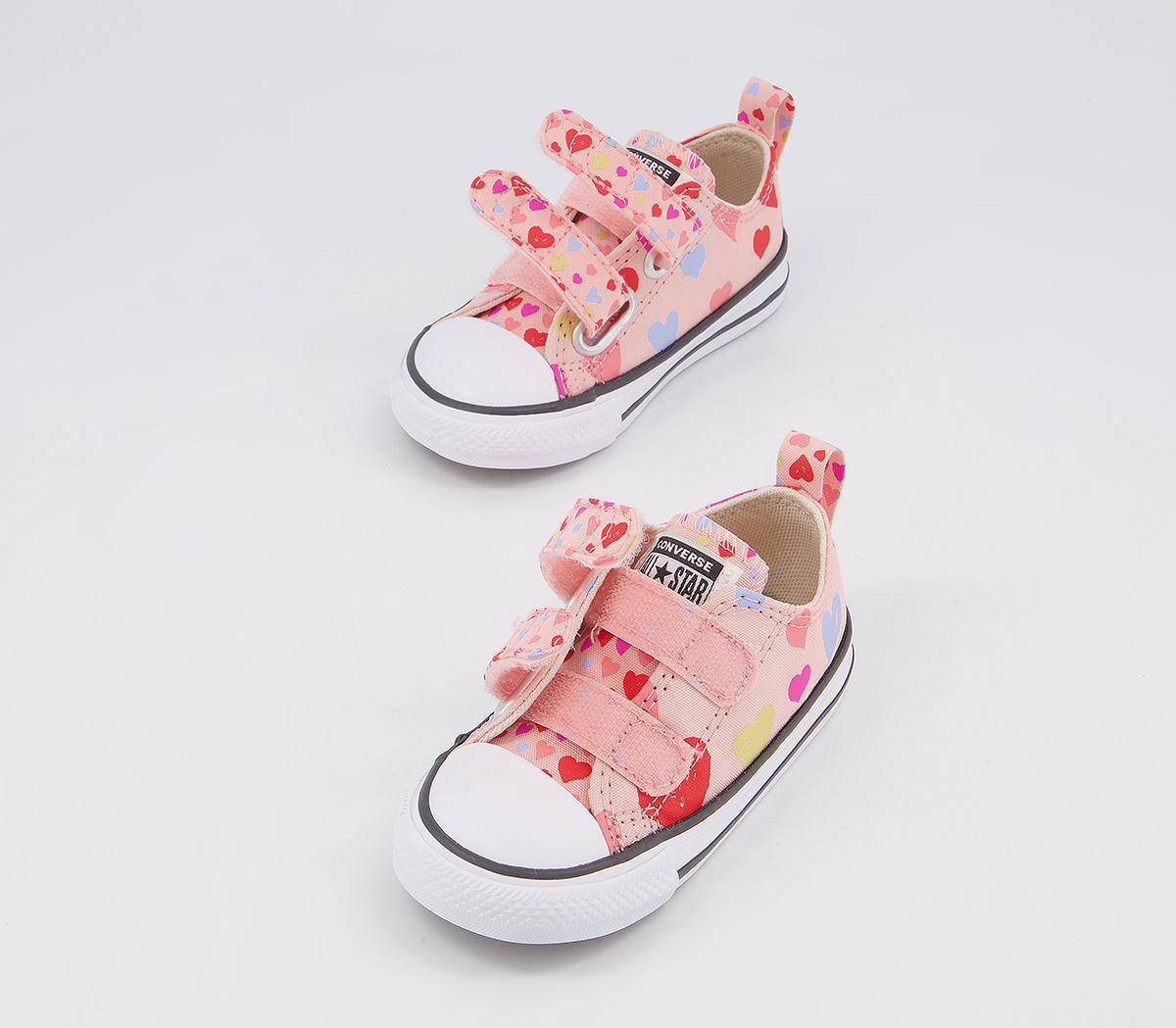 Converse All Star 2vlace Trainers Converse All Star 2vlace Trainers Storm Pink Natural Ivory White Hearts