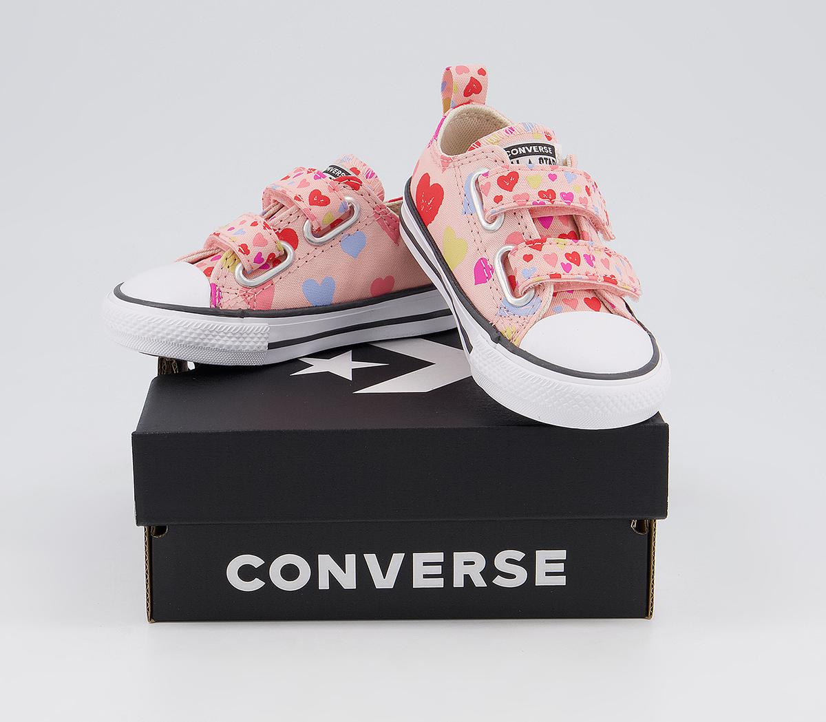 Converse All Star 2vlace Trainers Converse All Star 2vlace Trainers Storm Pink Natural Ivory White Hearts