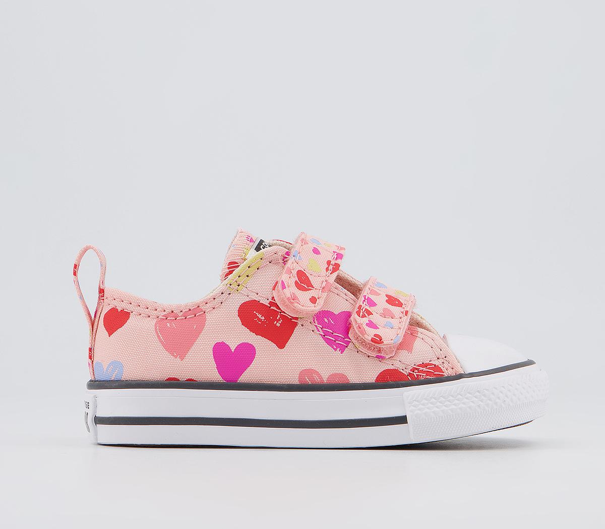 ConverseAll Star 2vlace Trainers ConverseAll Star 2vlace TrainersStorm Pink Natural Ivory White Hearts