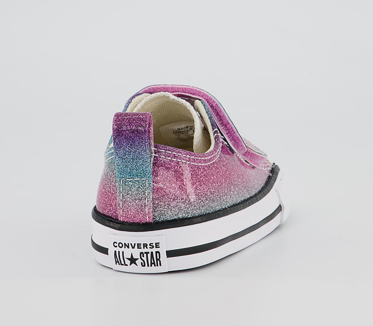 Converse All Star 2vlace Trainers Converse All Star 2vlace Trainers Pink Purple Teal Glitter