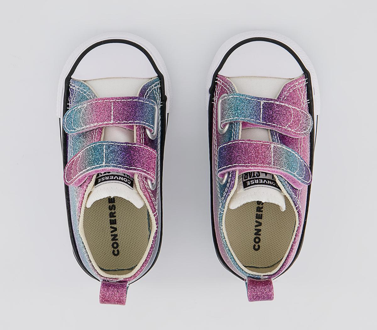 Converse All Star 2vlace Trainers Converse All Star 2vlace Trainers Pink Purple Teal Glitter