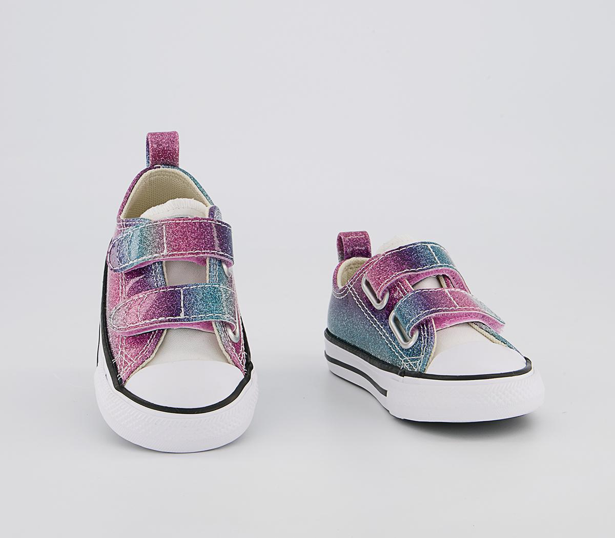 Converse All Star 2vlace Trainers Converse All Star 2vlace Trainers Pink Purple Teal Glitter