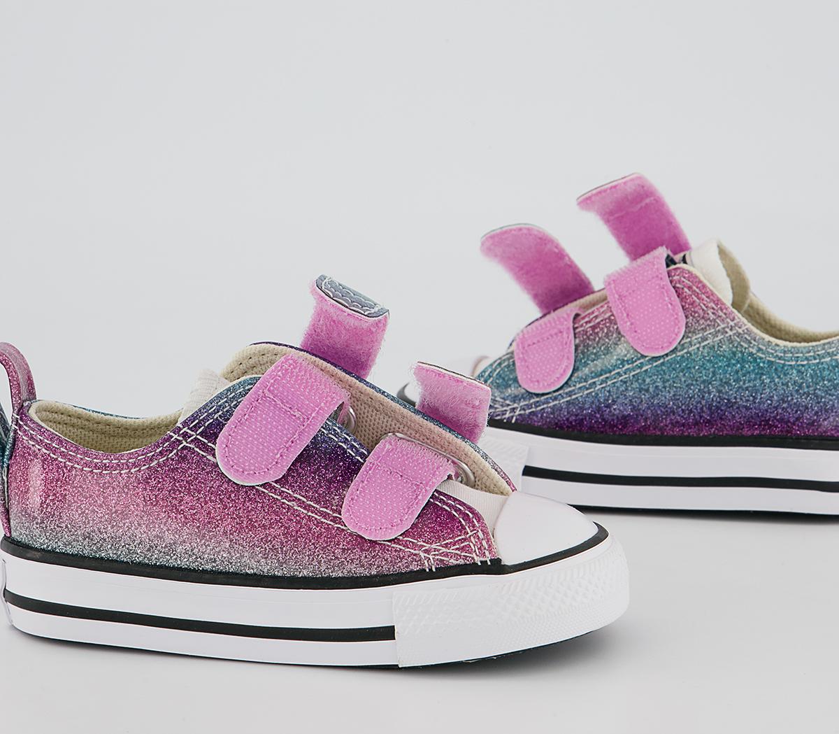 Converse All Star 2vlace Trainers Converse All Star 2vlace Trainers Pink Purple Teal Glitter