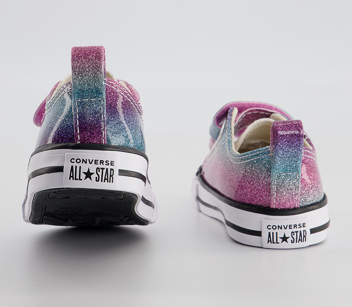 Converse All Star 2vlace Trainers Converse All Star 2vlace Trainers Pink Purple Teal Glitter