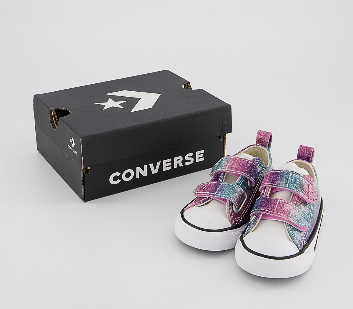 Converse All Star 2vlace Trainers Converse All Star 2vlace Trainers Pink Purple Teal Glitter