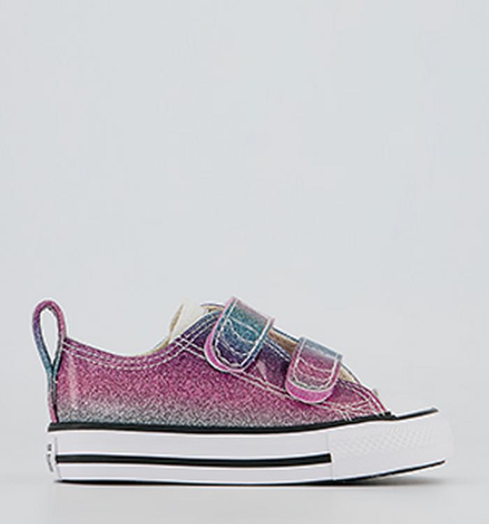 Converse All Star 2vlace Trainers Pink Purple Teal Glitter