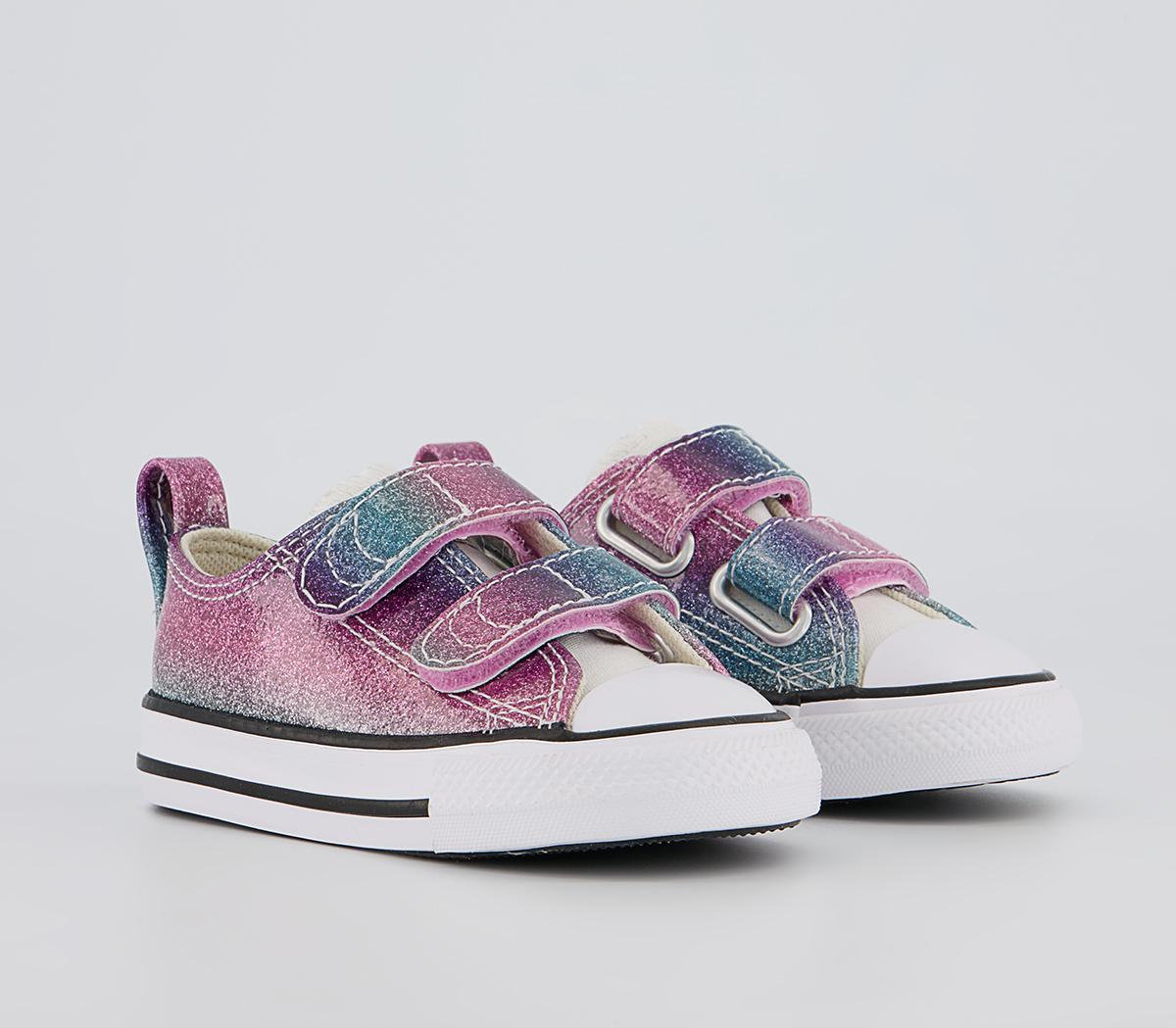 Converse All Star 2vlace Trainers Converse All Star 2vlace Trainers Pink Purple Teal Glitter