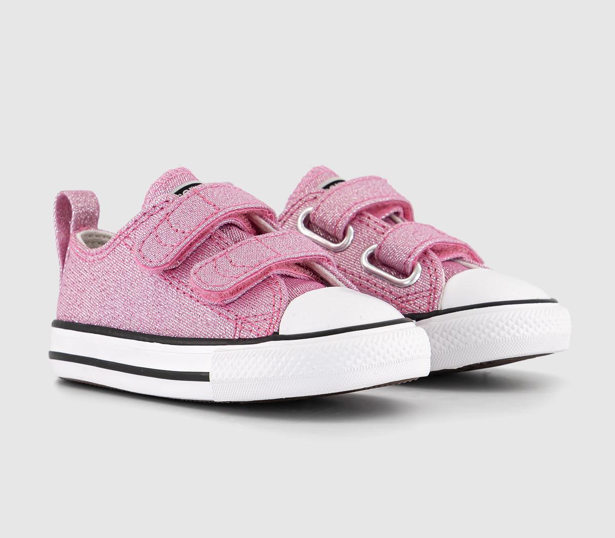 Converse Kids All Star 2vlace Trainers Pink Black White, 3infant