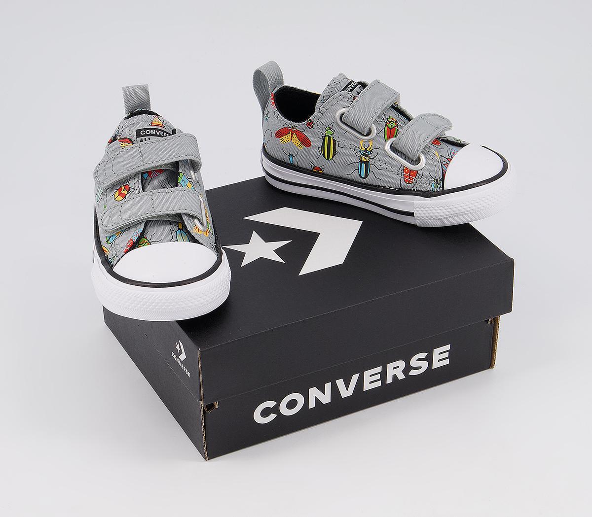 Converse All Star 2vlace Trainers Converse All Star 2vlace Trainers Ash Stone Black Bright Poppy Bug