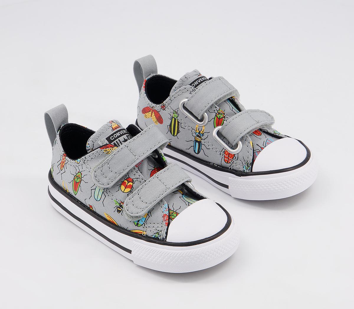 Converse All Star 2vlace Trainers Converse All Star 2vlace Trainers Ash Stone Black Bright Poppy Bug