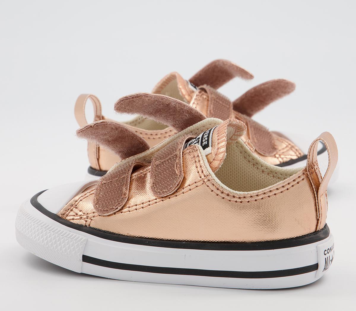 Converse All Star 2vlace Trainers Converse All Star 2vlace Trainers Blush Gold White Black Metallic
