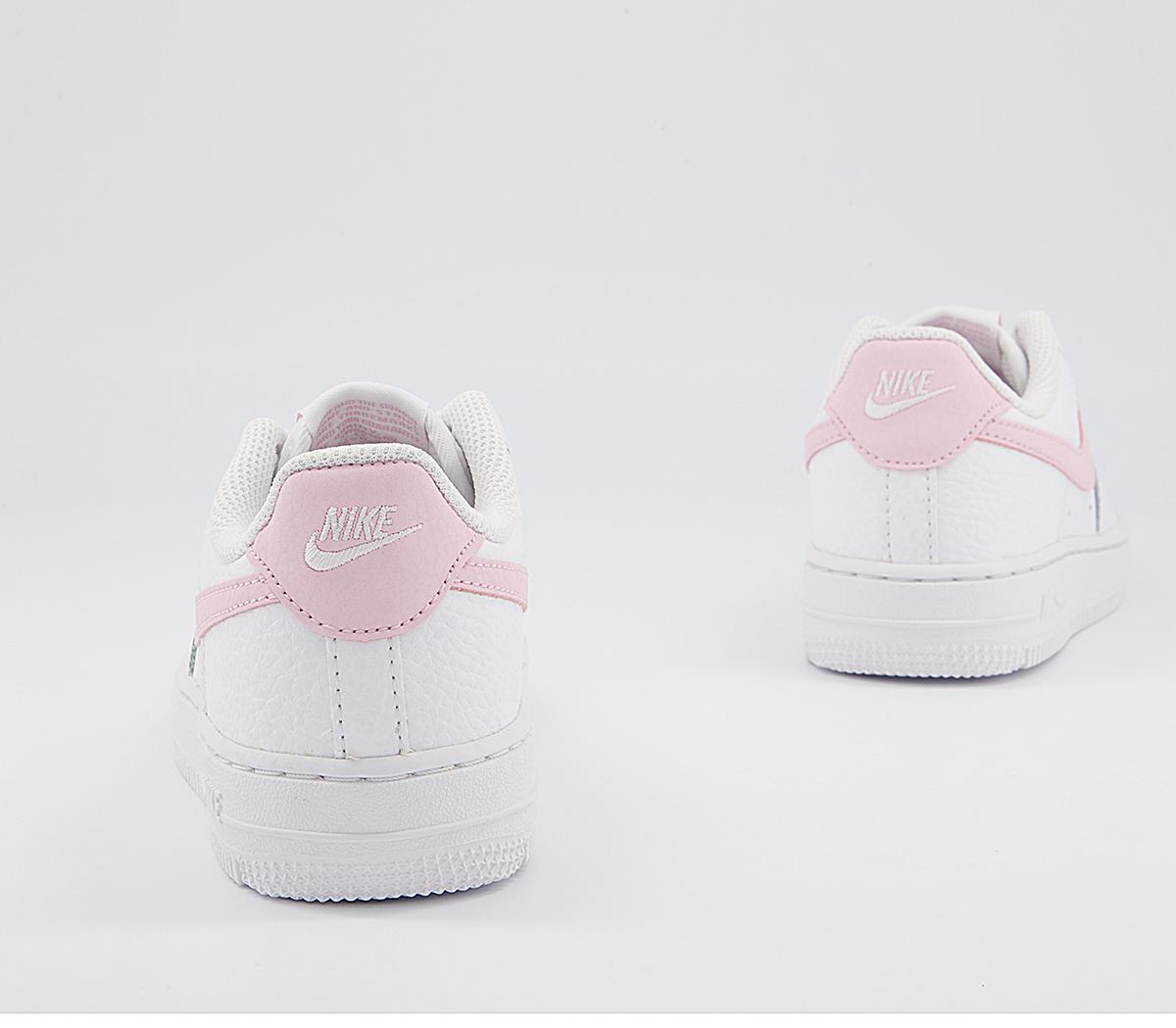 white & pink air force 1 trainers