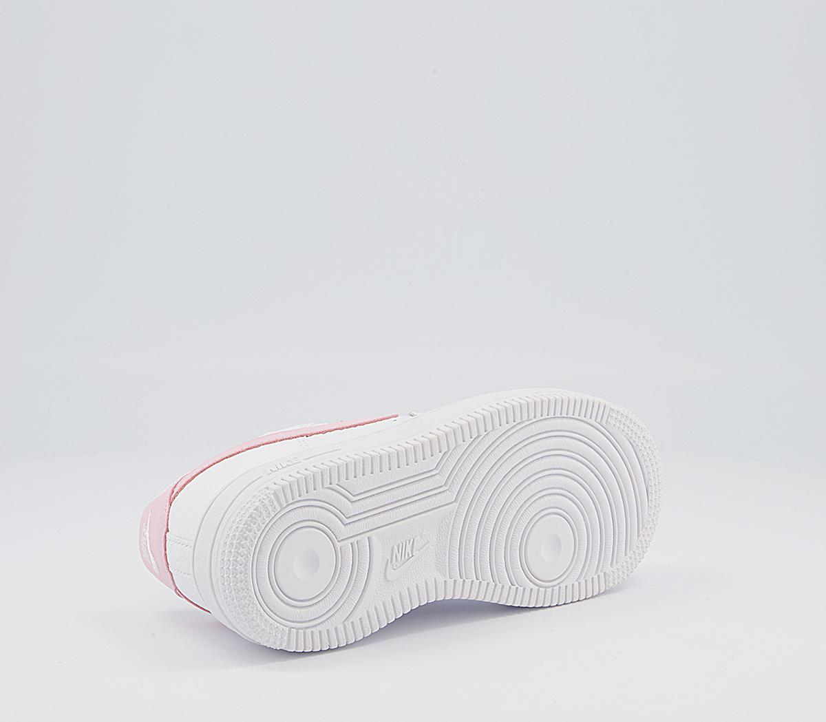 white nikes with pink soles