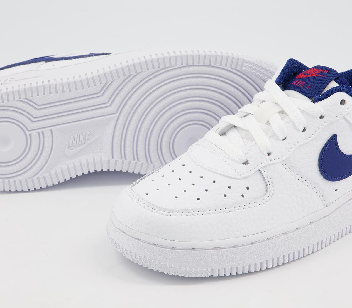 NikeAir Force 1 Ps TrainersWhite Deep Royal Blue University Red