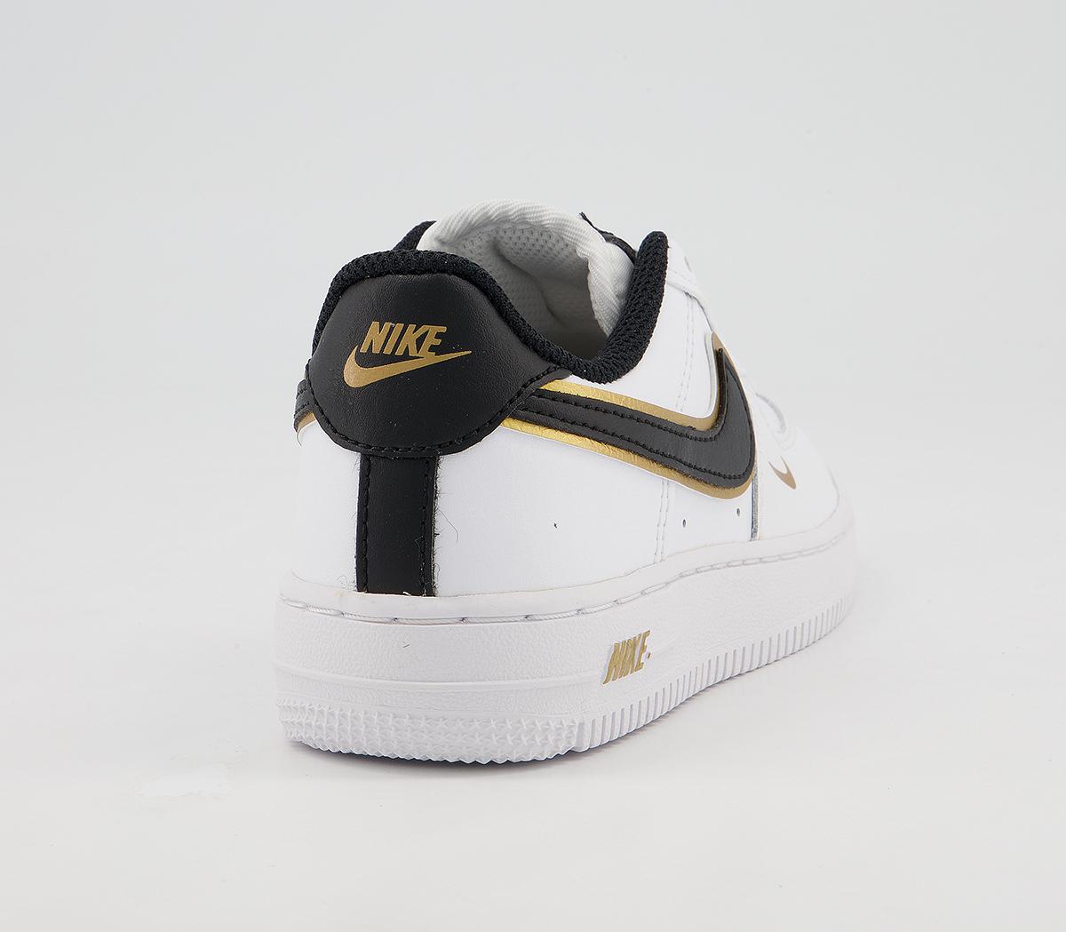 Nike Air Force 1 Ps Trainers Nike Air Force 1 Ps Trainers White Black Metallic Gold