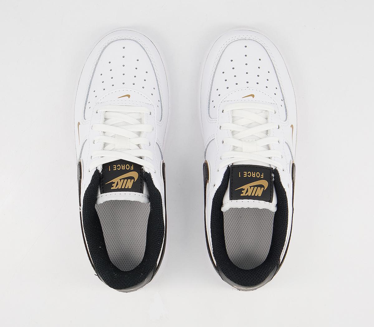 Nike Air Force 1 Ps Trainers Nike Air Force 1 Ps Trainers White Black Metallic Gold