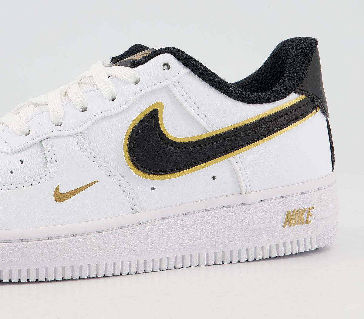 Nike Air Force 1 Ps Trainers Nike Air Force 1 Ps Trainers White Black Metallic Gold