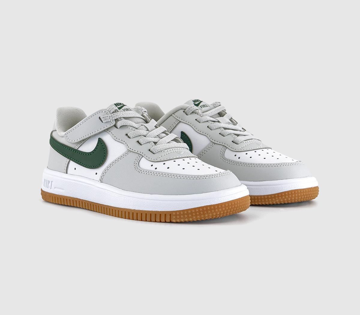 NikeAir Force 1 Kids Trainers NikeAir Force 1 Kids TrainersPhoton Dust White Fir Gum Medium Brown