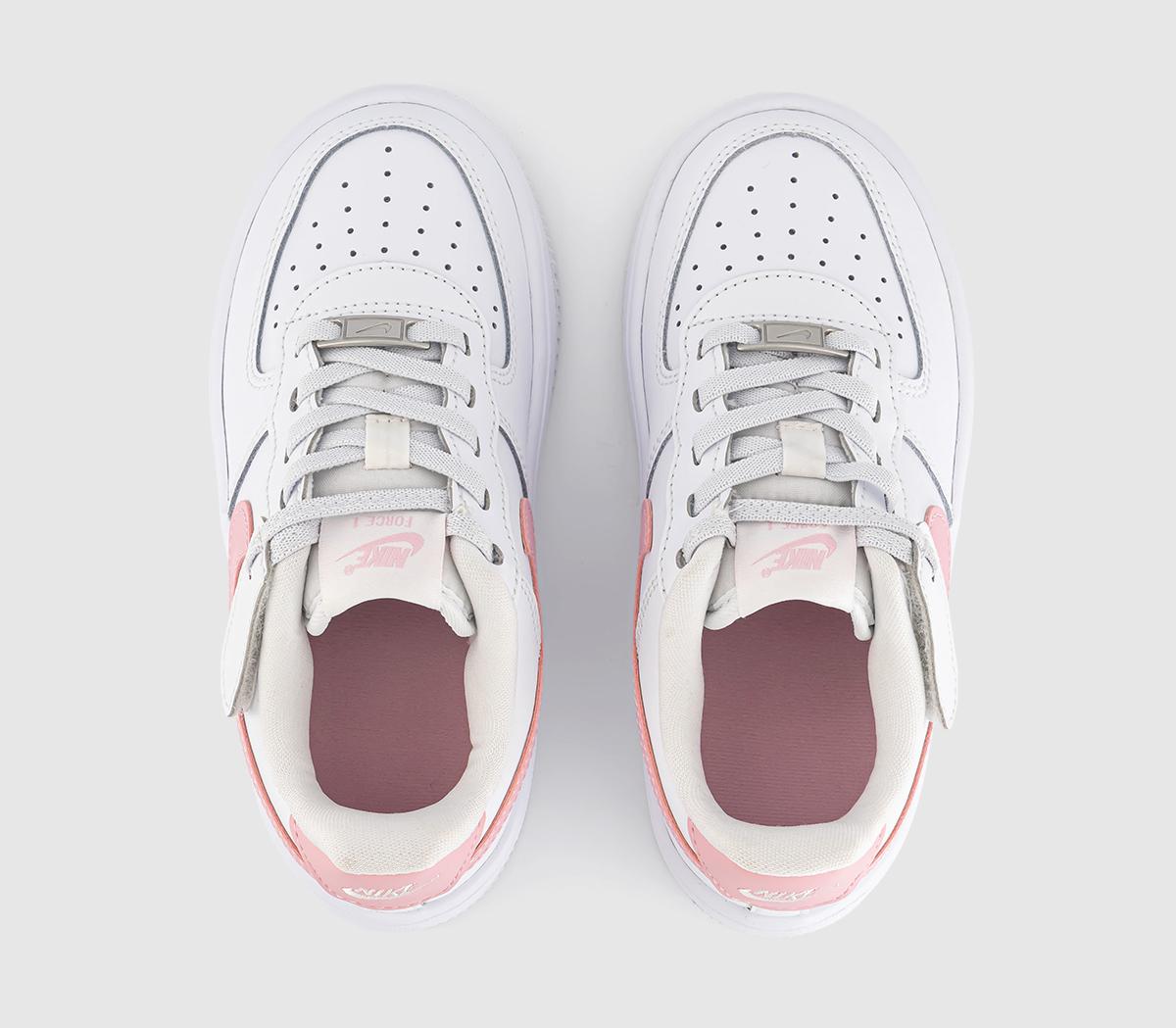 NikeAir Force 1 Kids TrainersWhite Medium Soft Pink White