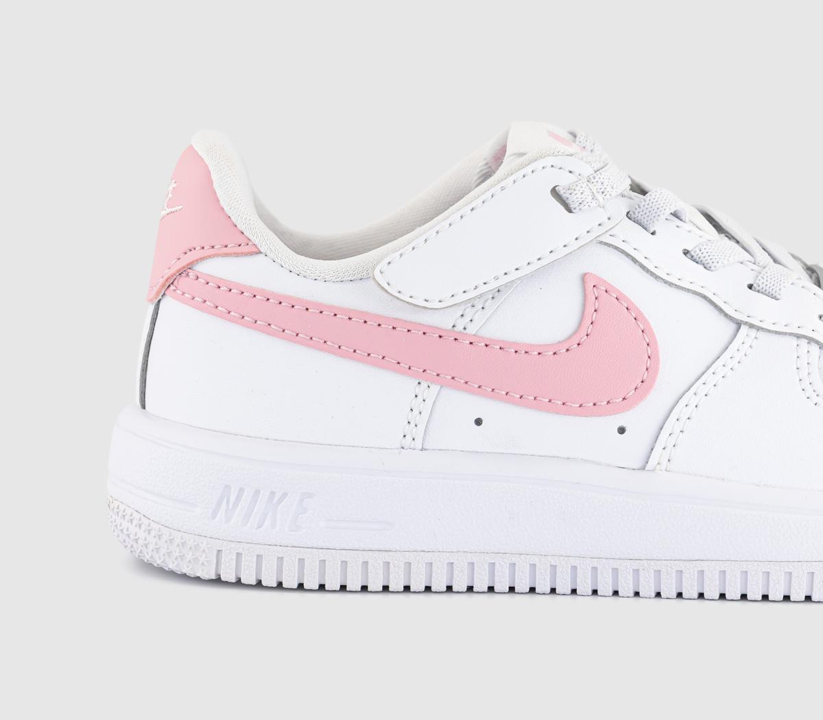 NikeAir Force 1 Kids TrainersWhite Medium Soft Pink White