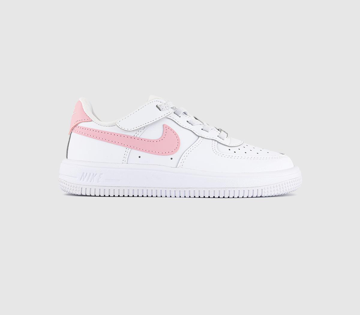 NikeAir Force 1 Kids TrainersWhite Medium Soft Pink White