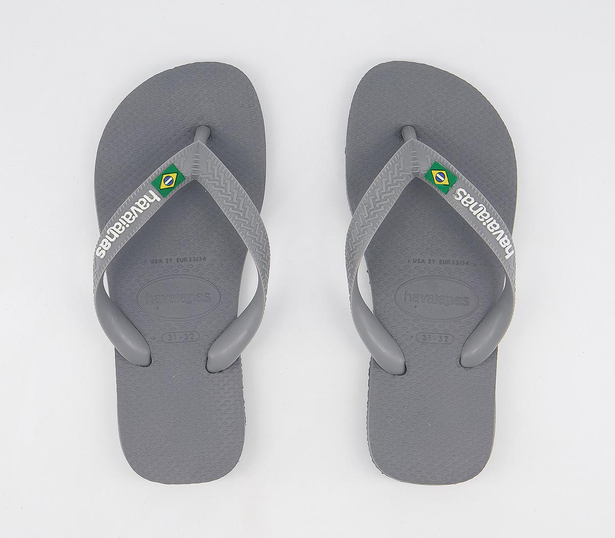 Havaianas Brasil Kids Flip Flops Havaianas Brasil Kids Flip Flops Steel Grey