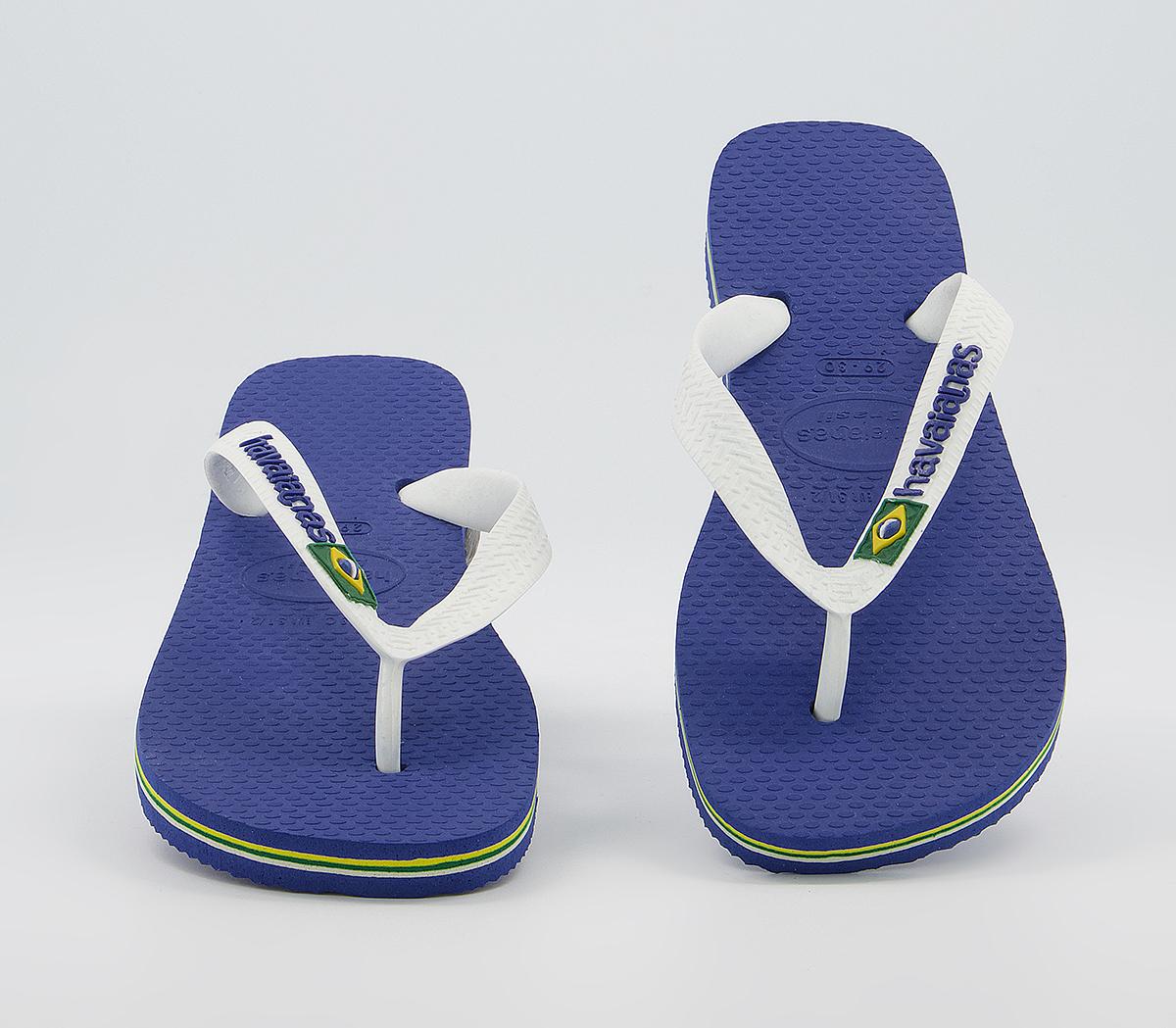 Havaianas Kids Brasil Flip Flops Marine Blue White - Unisex