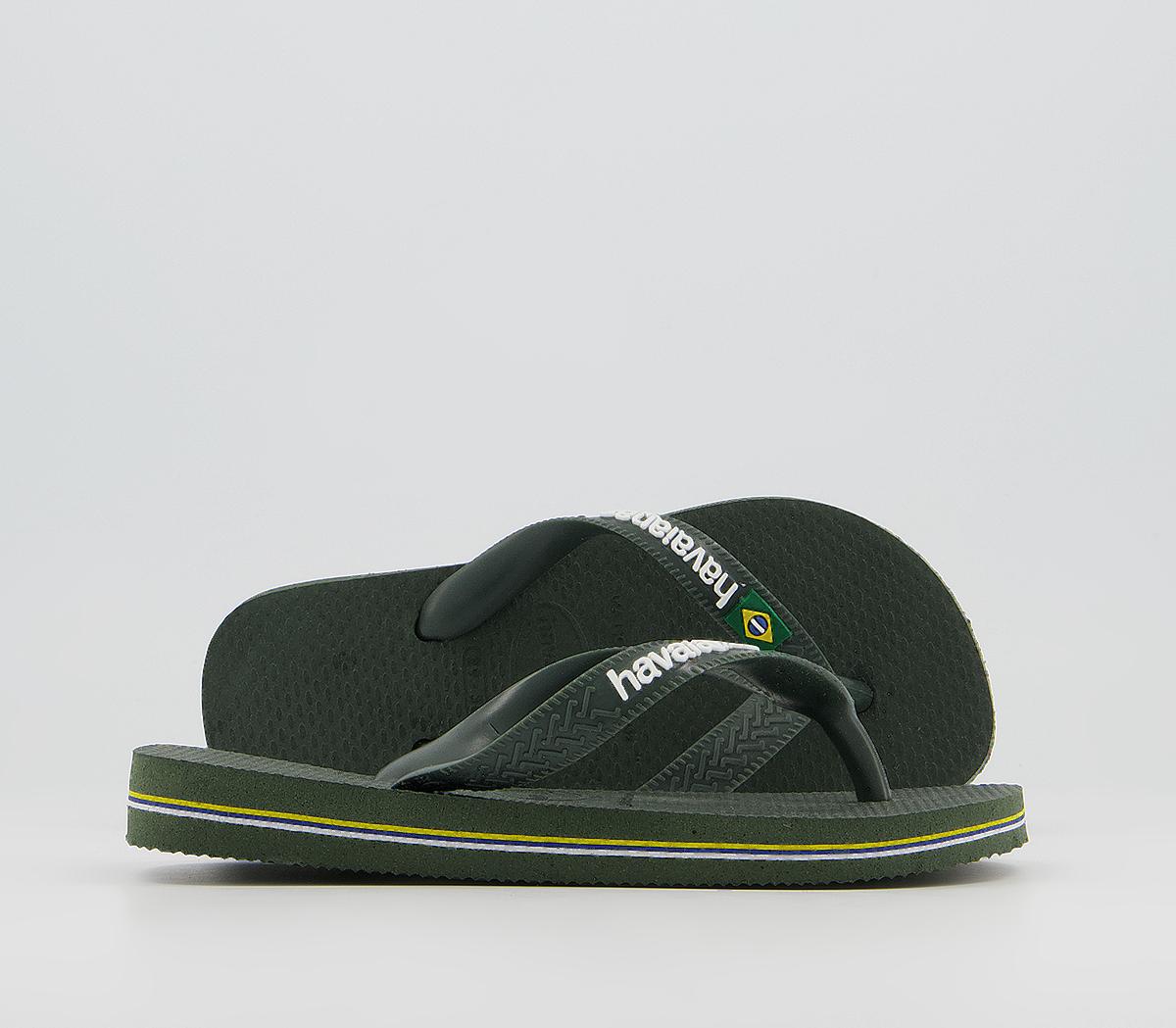 HavaianasBrasil Kids Flip FlopsGreen Olive