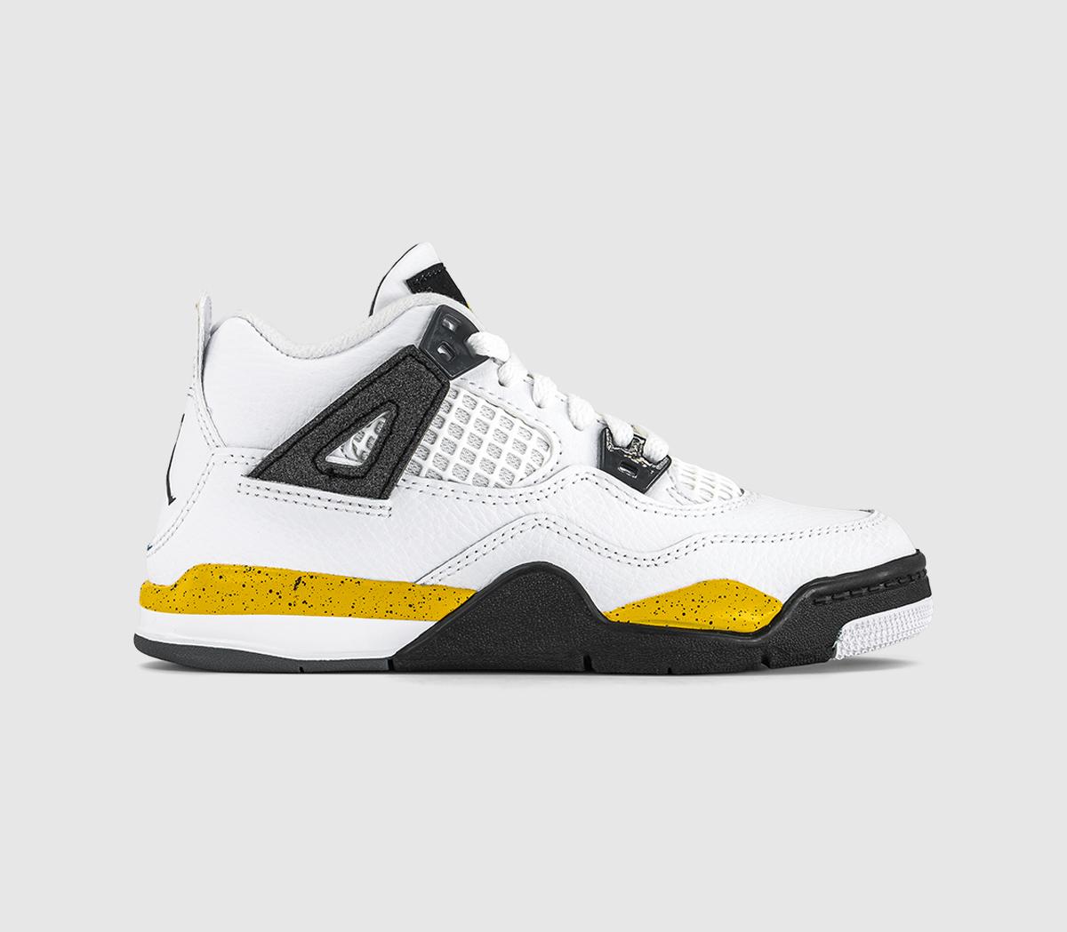 Jordan 4 Retro Black Yellow White in Kids  Size 2, Offspring