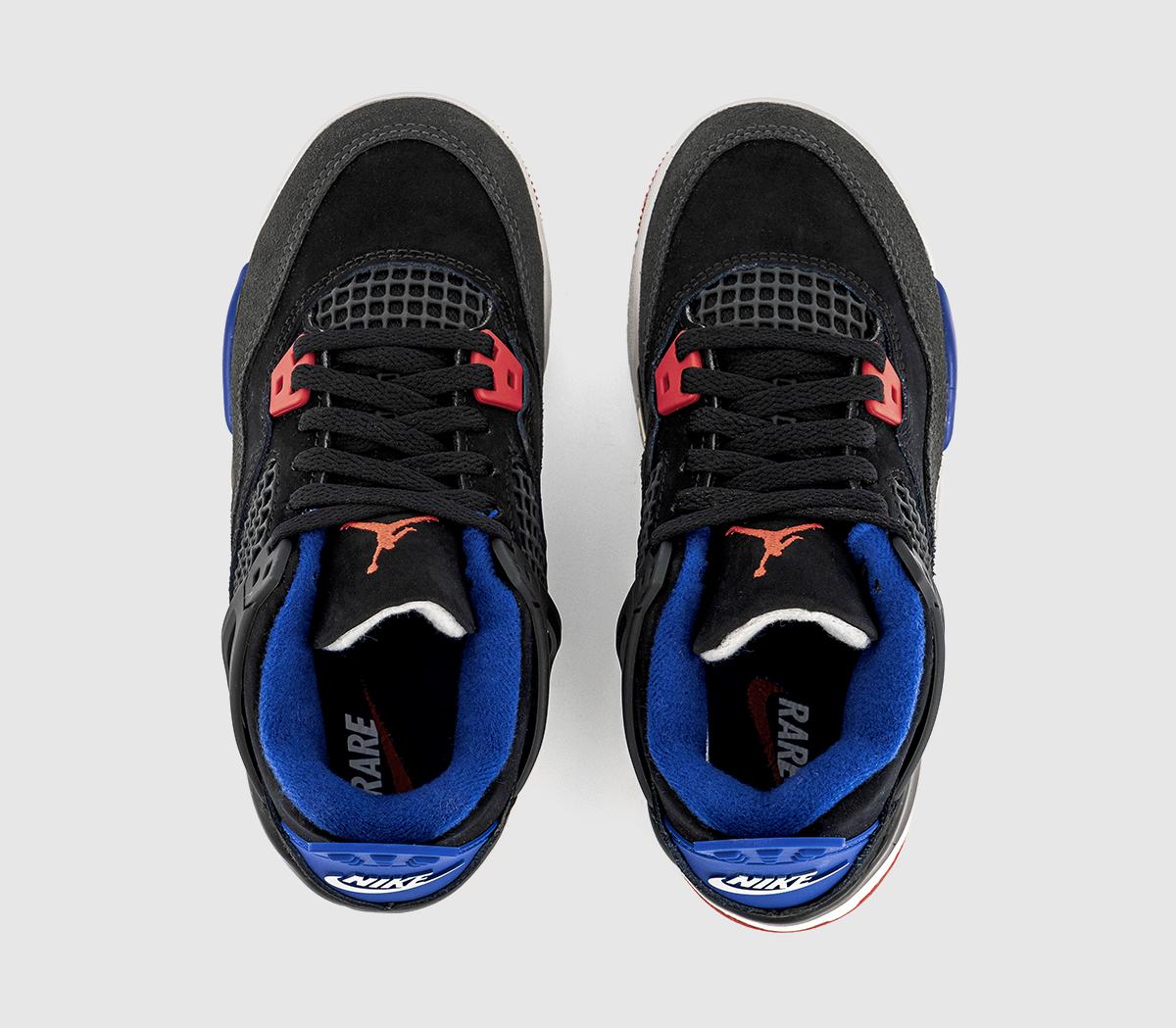 JordanJordan 4 Retro KidsBlack Fire Red Deep Royal Blue
