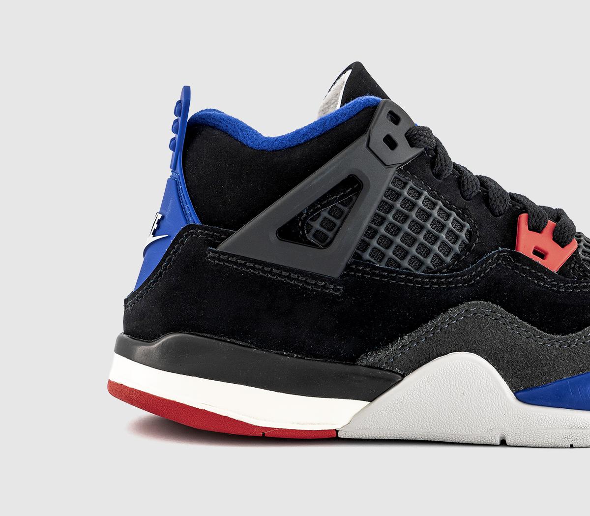 JordanJordan 4 Retro KidsBlack Fire Red Deep Royal Blue