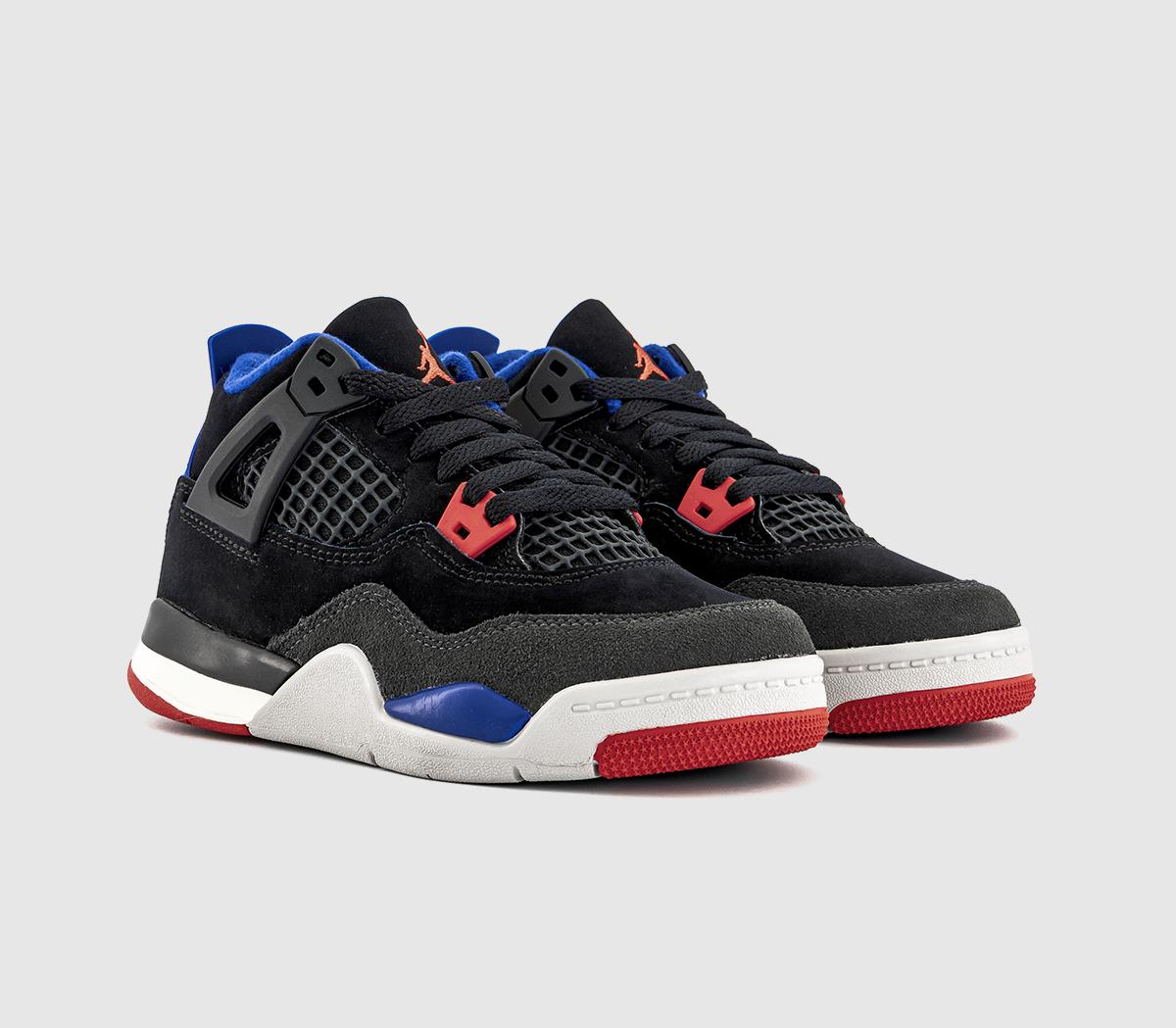 JordanJordan 4 Retro KidsBlack Fire Red Deep Royal Blue