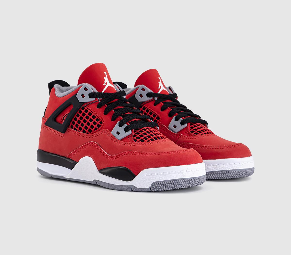 JordanJordan 4 Retro Pre School TrainersFire Red White Black Cement Grey