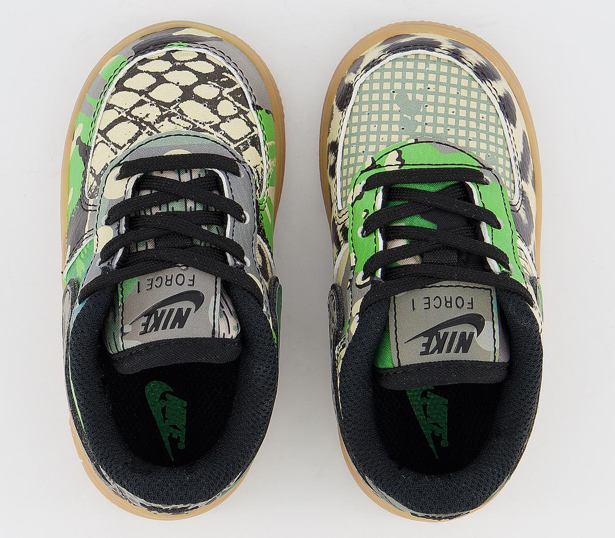 Nike Air Force 1 Infant Trainers Nike Air Force 1 Infant Trainers Black Green Sparkgum Light Brown