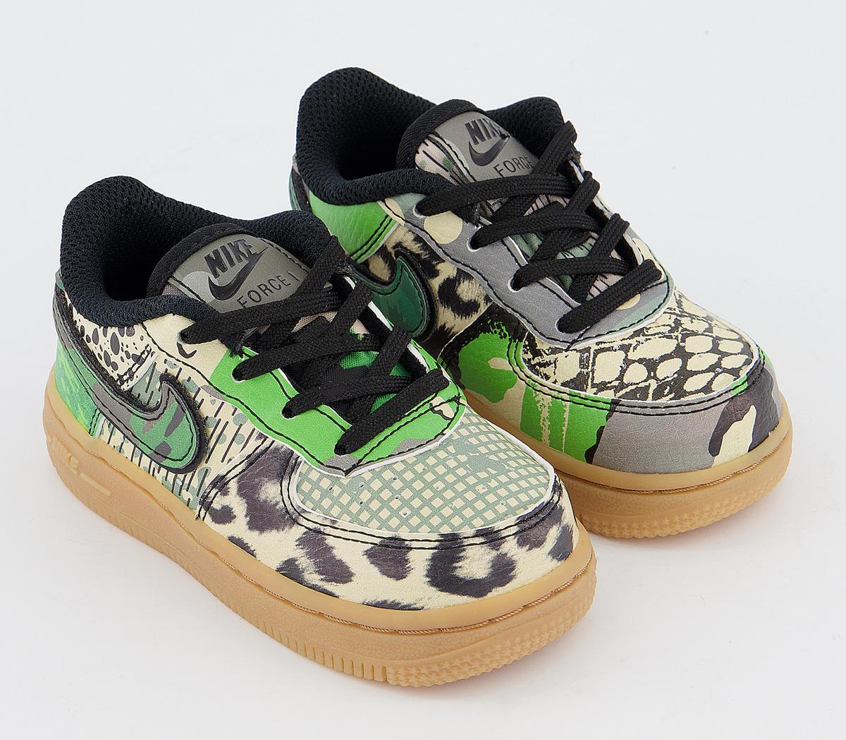 Nike Air Force 1 Infant Trainers Nike Air Force 1 Infant Trainers Black Green Sparkgum Light Brown