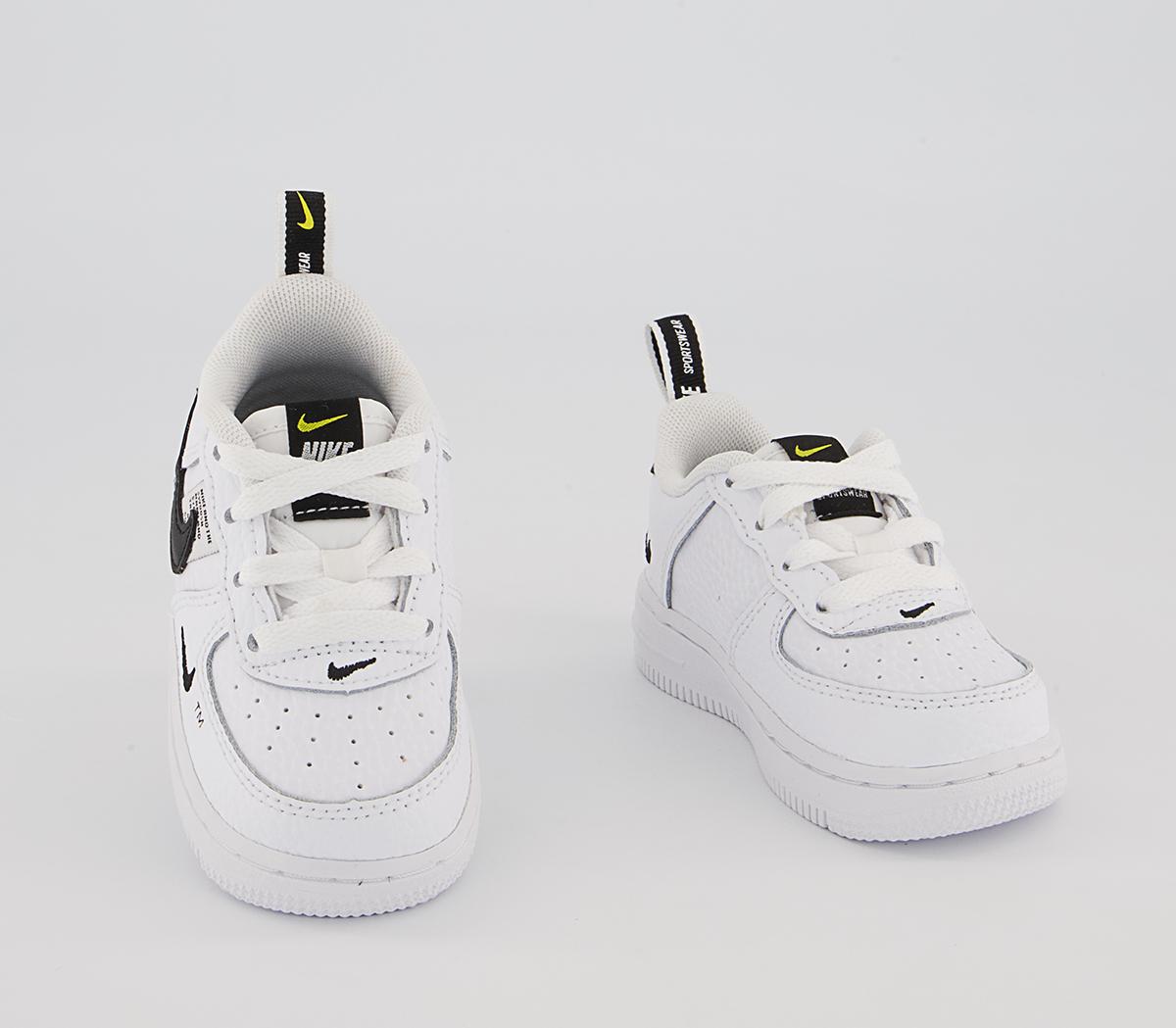 Nike Air Force 1 Infant Trainers White White Black Tour Yellow - Unisex
