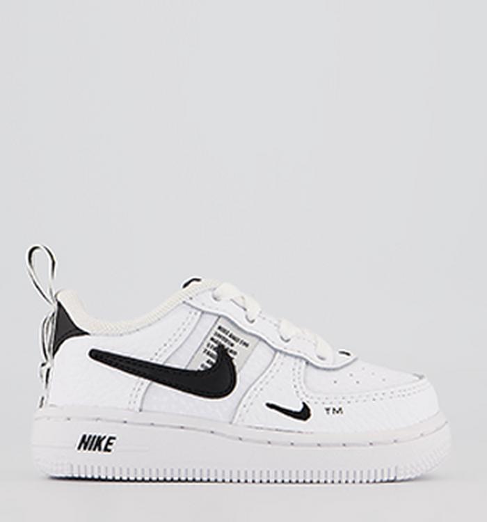 Nike Air Force 1 Infant Trainers White White Black Tour Yellow