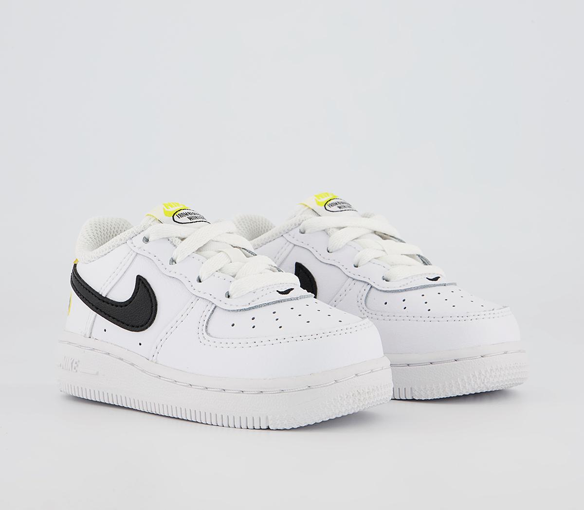 Nike Kids Air Force 1 Infant Trainers White Black Dark Sulfur Mixed Material, 7.5 Infant