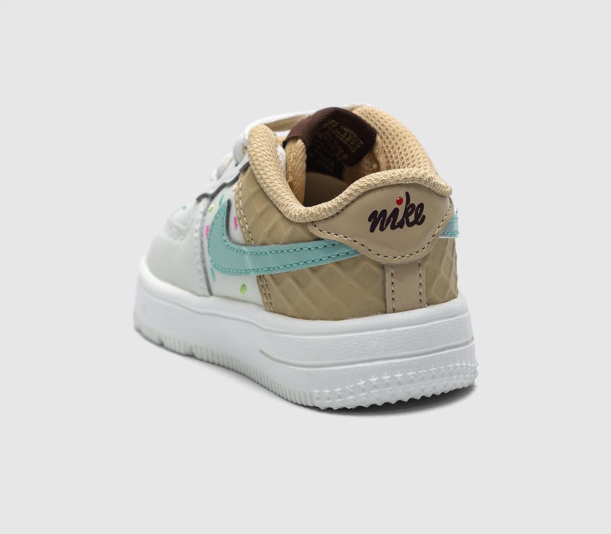 NikeAir Force 1 Infant TrainersSail Red Sesame Bleached