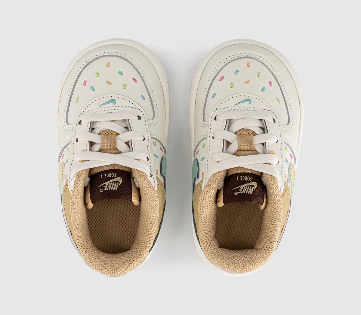NikeAir Force 1 Infant TrainersSail Red Sesame Bleached