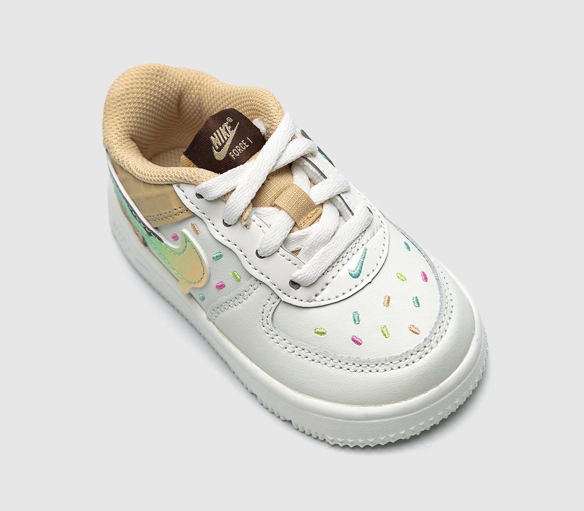 NikeAir Force 1 Infant TrainersSail Red Sesame Bleached