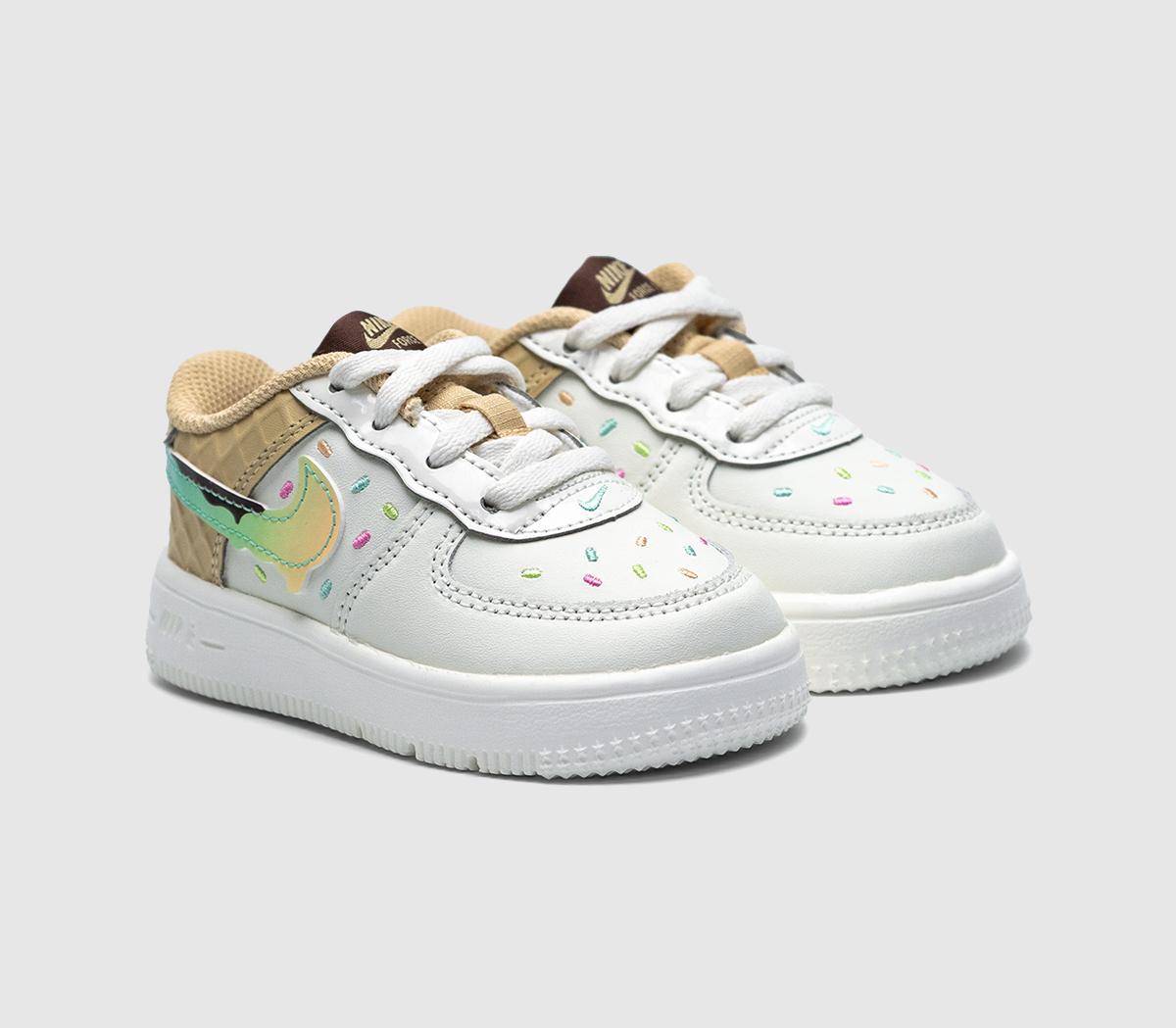 NikeAir Force 1 Infant TrainersSail Red Sesame Bleached