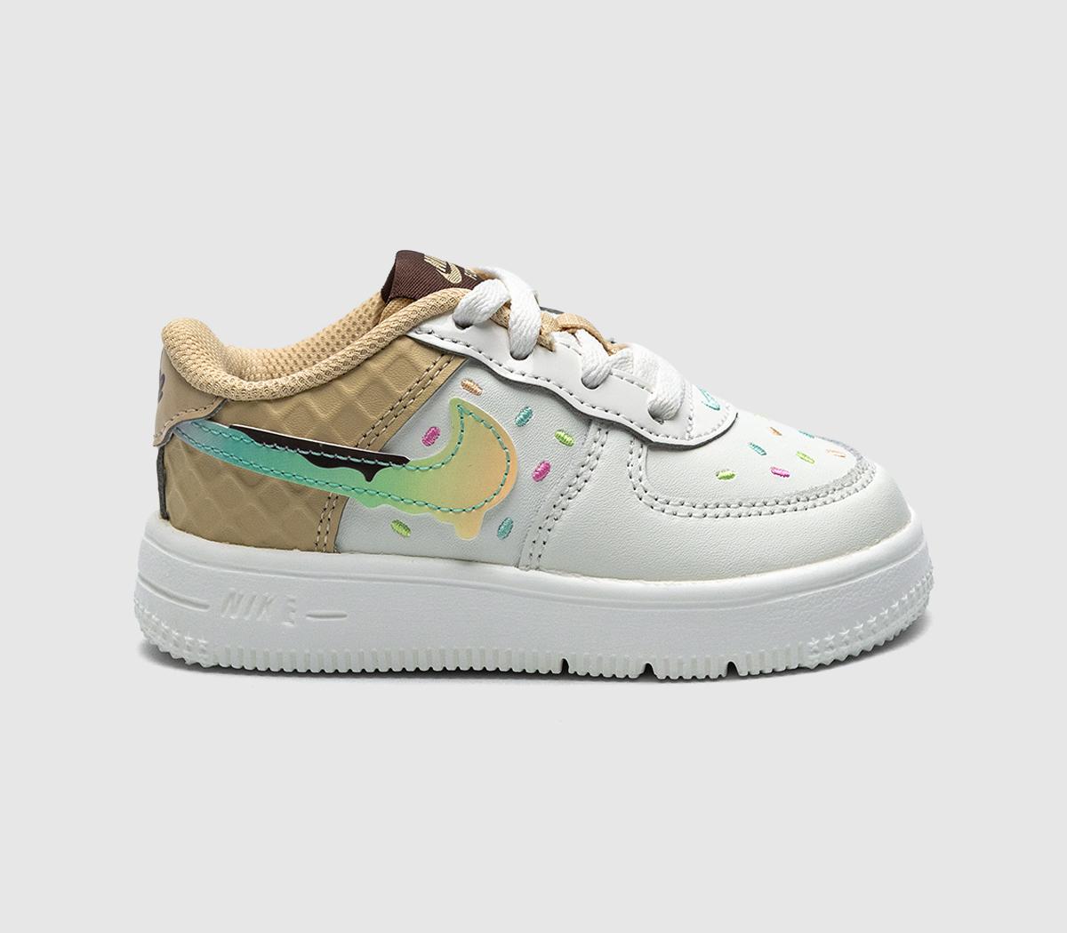 NikeAir Force 1 Infant TrainersSail Red Sesame Bleached