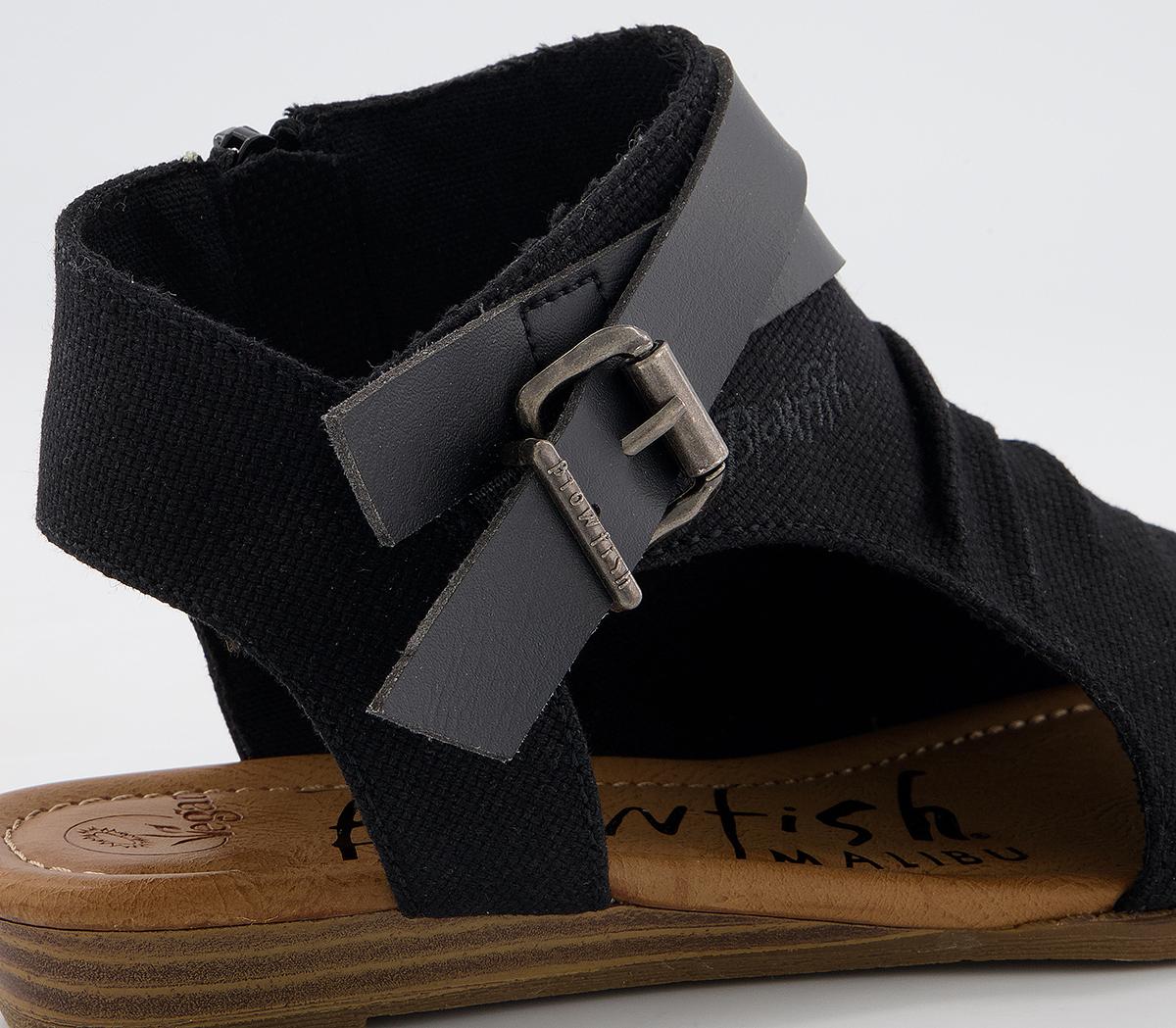 Blowfish Malibu Balla Sandals Solid Black Rancher Canvas - Women’s Sandals