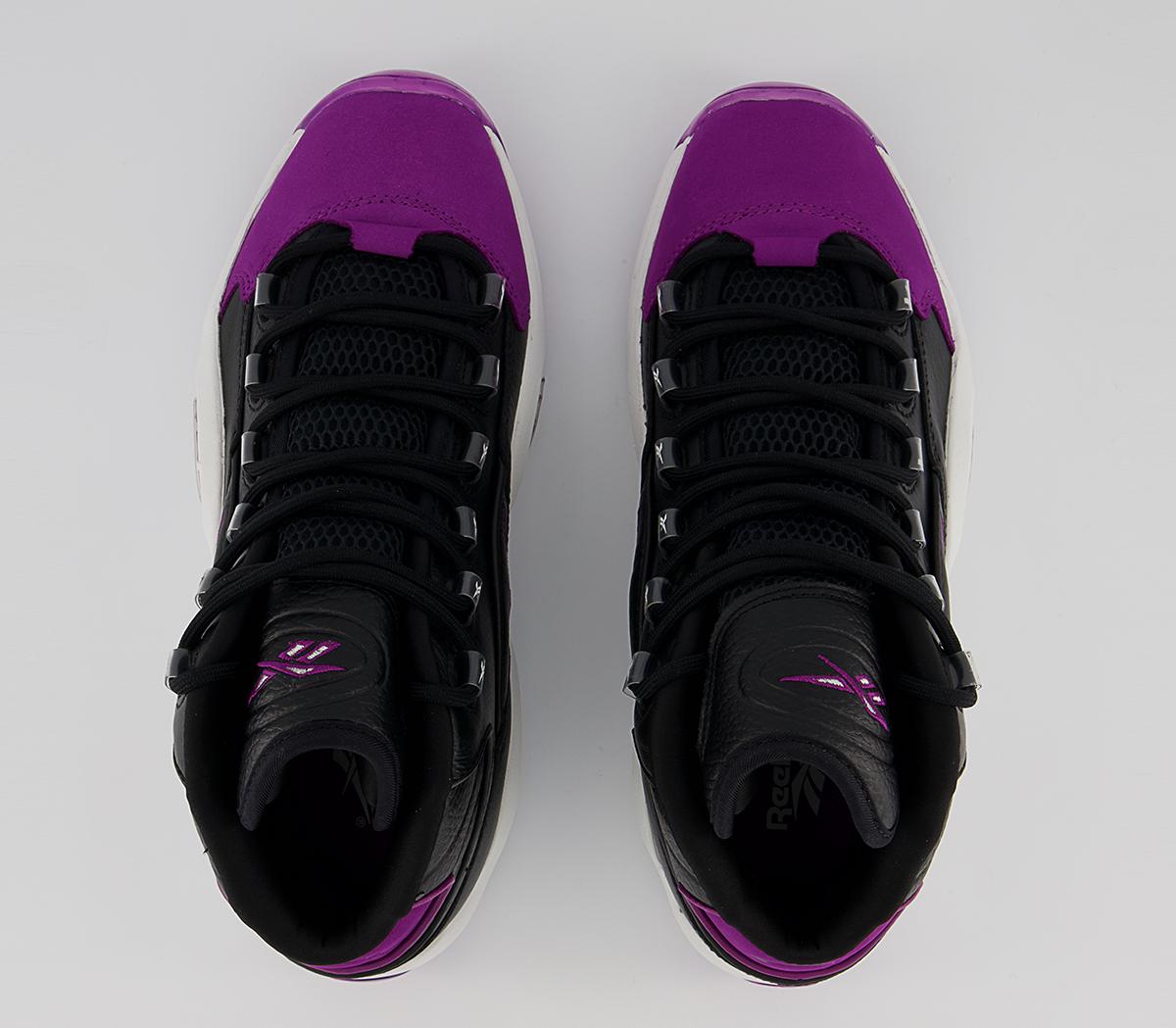 Reebok Question Mid Trainers Reebok Question Mid Trainers Core Black Aubergine Pure Grey