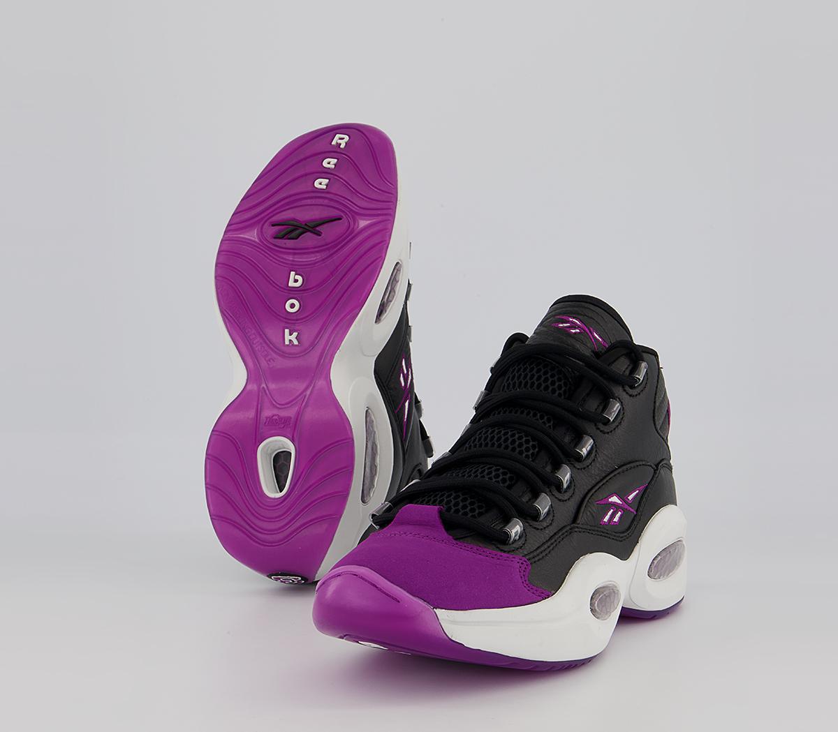 Reebok Question Mid Trainers Reebok Question Mid Trainers Core Black Aubergine Pure Grey