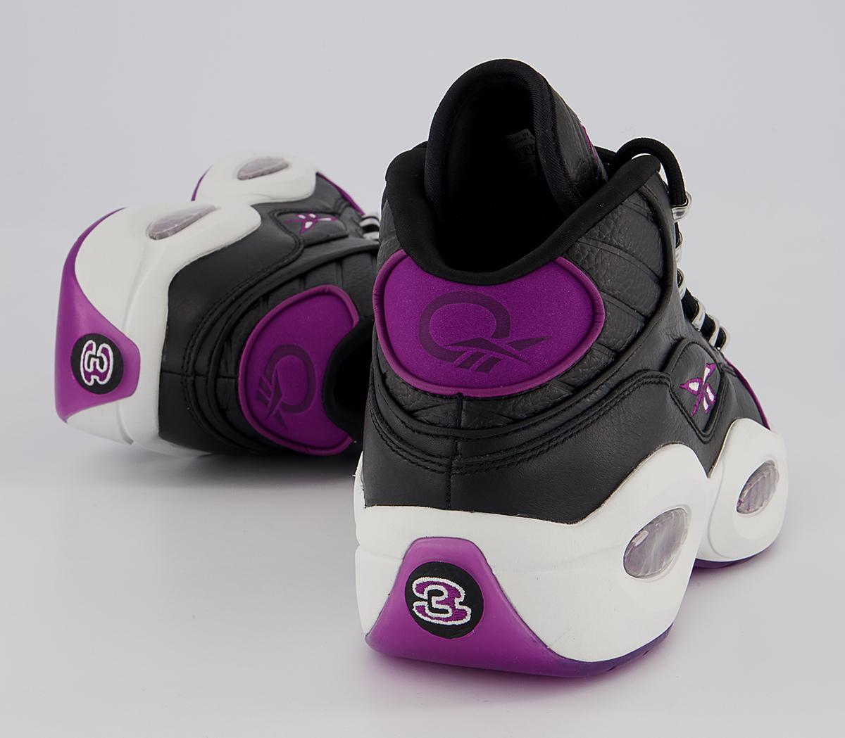 Reebok Question Mid Trainers Reebok Question Mid Trainers Core Black Aubergine Pure Grey