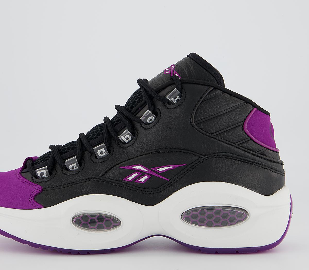 Reebok Question Mid Trainers Reebok Question Mid Trainers Core Black Aubergine Pure Grey