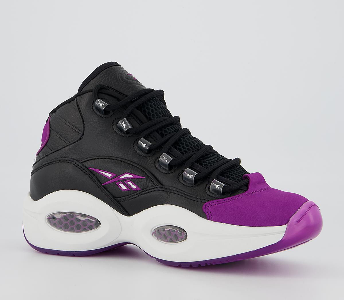 Reebok Question Mid Trainers Reebok Question Mid Trainers Core Black Aubergine Pure Grey